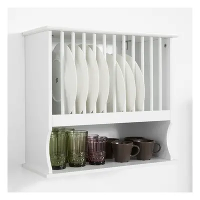 SoBuy KCR04-W, Wall Mounted Plate Cup Rack,Kitchen Storage Rack Shelf