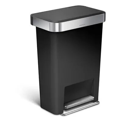 simplehuman CW1385CB 45L Rectangular Kitchen Pedal Bin with Liner Pocket, Silent Soft Close Lid,