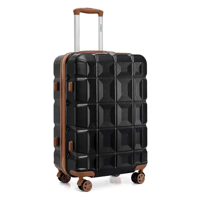 (24 inch) Suitcase Lightweight ABS Hard Shell Luggage with TSA Lock Spinner Wheels-Black/Brown