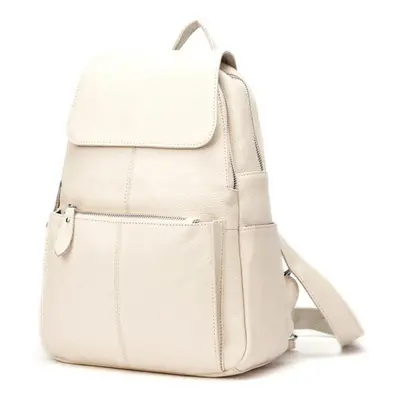 (beige) Zency Fashion Soft Genuine Leather Large Women Backpack Quality A+ Ladies Travel Knapsac