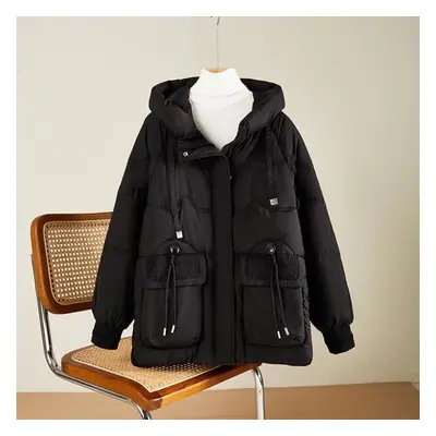 (black, XXXL) Thickened Cotton Coat For Women - Loose And Unique Bread Style Design