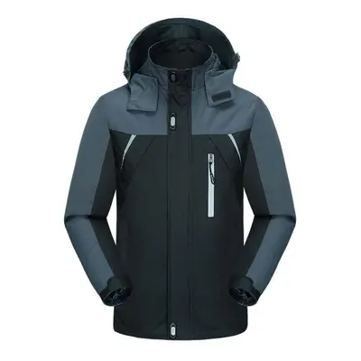 (black, L) Thickening Autumn Jackets Men Coats Casual Hooded Men Windbreaker Windproof Waterproo