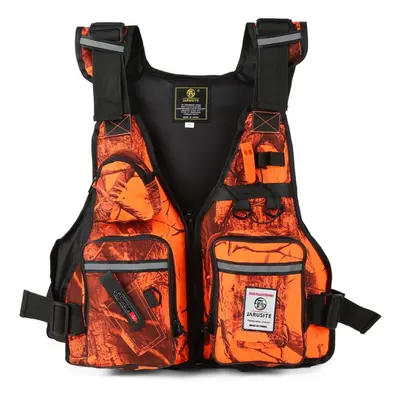 (orange) Multi-pockets Fly Fishing Jacket Buoyancy Vest With Water Bottle Holder For Kayaking Sa