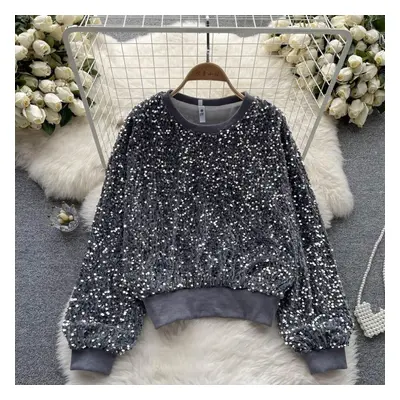 (One Size, gray) Autumn And Winter New Design Sense Heavy Sequin Magnanimous Fashion Light Luxur