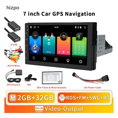 (1GB+32GB NO-Carplay) Hizpo 2gb+32gb Carplay Auto 7inch Din Android Universal Car Radio Multimed