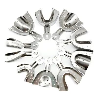 (10 pcs mixed) Adjusatable Dental Impression Tray Tooth Trays Stainless Steel Autoclavable Dentu