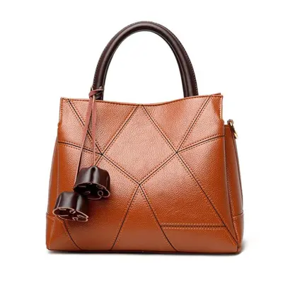 (brown) Johnature Luxury Handbag Fashion Large Capacity Women Bag Soft Leather Casual Tote Solid