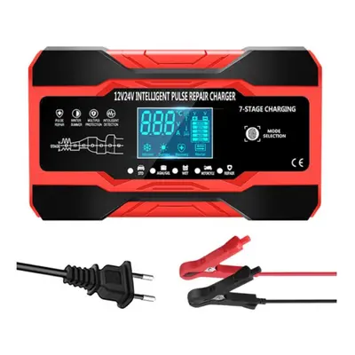 (red, EU) 10 A Car Battery Charger, V/24 V Smart Fully Automatic Car Battery Charger With Temper