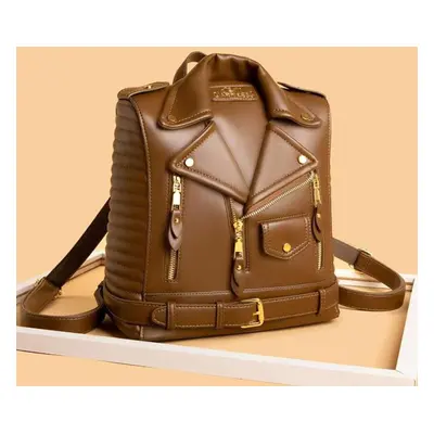 (brown, One Size) Women&apos;s Backpack Famous Brand Rucksack Jacket Fashion Personalized Leathe