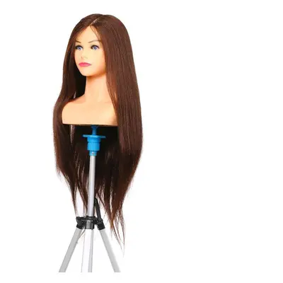 (dark brown) 70percent Human Hair Mannequin Head For Braiding Manikin Head For Hairdresser Profe