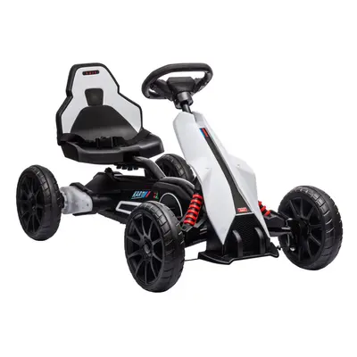 HOMCOM 12V Electric Go Kart w/ Forward Reversing Speeds for Yrs White