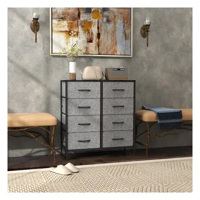 HOMCOM Drawer Fabric Chest of Drawers w/ Wooden Top for Hallway Black