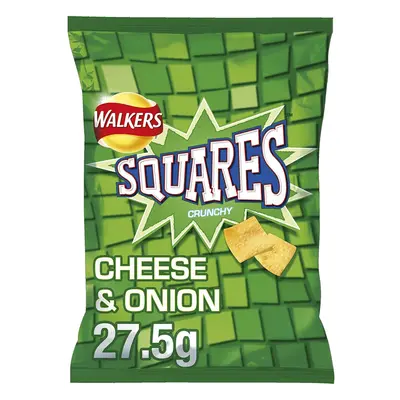 Walkers Crisps Squares Cheese and Onion Snacks Box, 27.5 g (Case of 32)