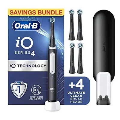 iO4 Electric Toothbrush Black (+Travel Case)+ Toothbrush Heads, Pack of Counts