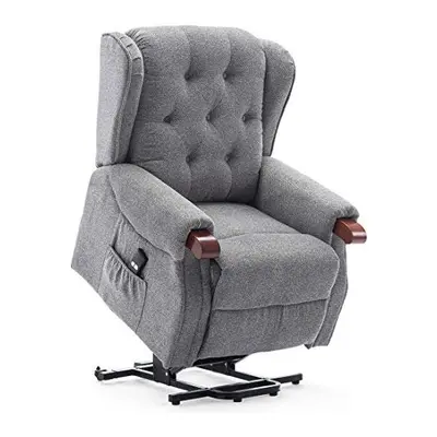 (Grey) Harrogate Fabric Electric Rise Recliner Sofa Armchair