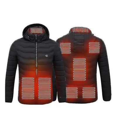 (black, S) Heated Jacket, Winter Outdoor Warm Electric Heating Coat, Heating Zones