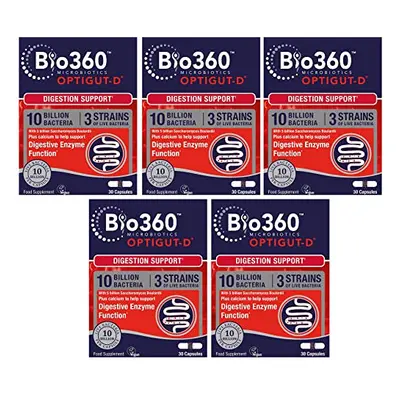 Bio360 OptiGUT-D (10 Billion Bacteria), Digestion Support, Capsules (Pack of 5)