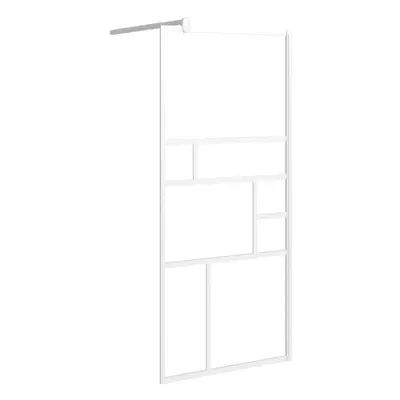 (white, x cm) vidaXL Walk-in Shower Wall with Glass Shower Screen Black/White Multi Sizes