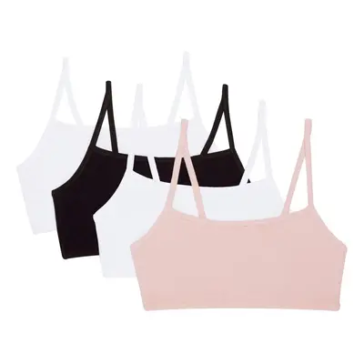 Fruit of the Loom Women's Spaghetti Strap Cotton Pullover Sports Bra Blushing Rose/White/White/B