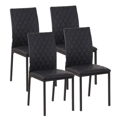 HOMCOM Dining Chairs Faux Leather Accent Chairs for Kitchen, Set of 4, Black