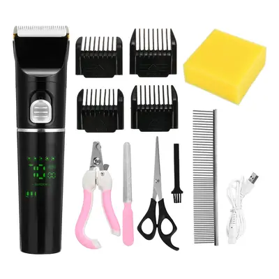 (B) Professional Electric Hair Trimmer Gears Low Noise Hair Shaver Haircut Grooming Kit