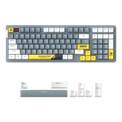 (Grey) Mechanical Keyboard Keys Triple Mode Connection 100% Hot Swappable RGB LED Backlit PBT Ke