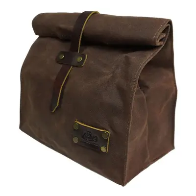 (Coffee) Waxed Canvas Leather Lunch Bag Outdoor Hiking Camping Hunting Backpack Waterproof Pouch