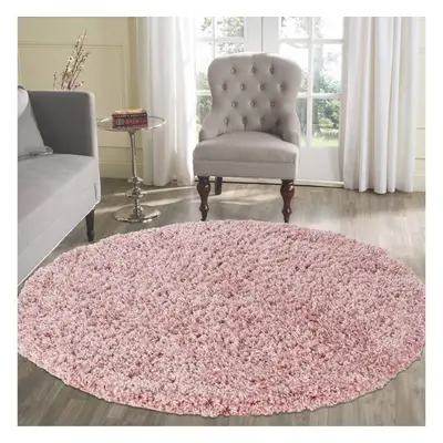 (Round x 120cm, BABY PINK) Living Room Soft Shaggy Rugs 45mm Pile Height Small - Extra Large in 