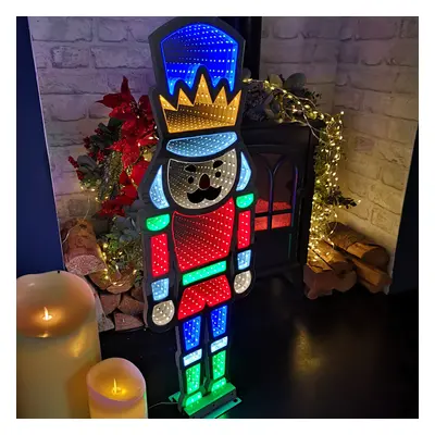 74cm Infinity Light up Christmas Nutcracker Decoration with Multi-Coloured LEDs on Metal Base