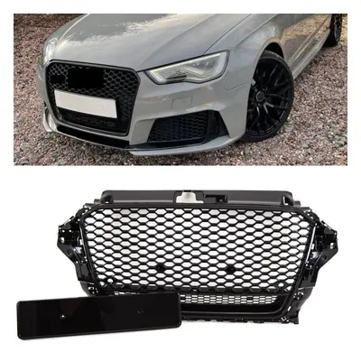 Audi A3 S3 Front Main Grille Gloss Black Honeycomb RS3 Quatrro Look Badgeless