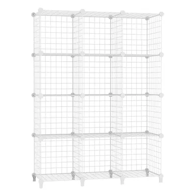 (12 CUBE, White) Cube Storage Unit, Cube Wire Storage Racks, Multifunctional DIY Bookcase and Sh