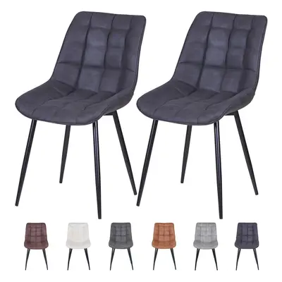 (SLATE) 2Pcs Faux Matte Suede Leather Dining Chairs Alba