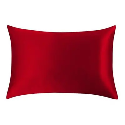 (red) Nature Mulberry Silk Pillowcase Zipper Pillowcases Pillow Case For Healthy Standard