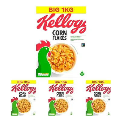 Kellogg's Corn Flakes Breakfast Cereal, 1kg (Pack of 4)