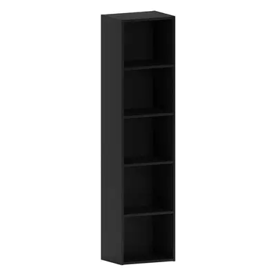 (5 Tier, Black) Layers Cube Bookshelf, Black Wood Shelf Display Storage Unit Office Living Room 