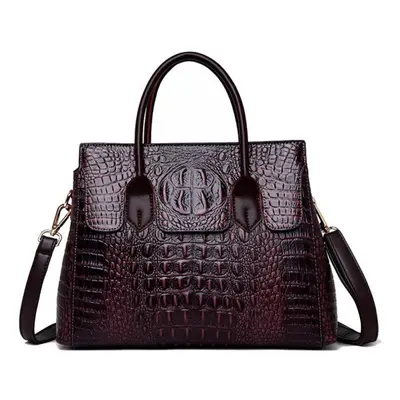 (purple) Women Alligator Leather Handbags Designer Women Messenger Shoulder Bags Retro Tote