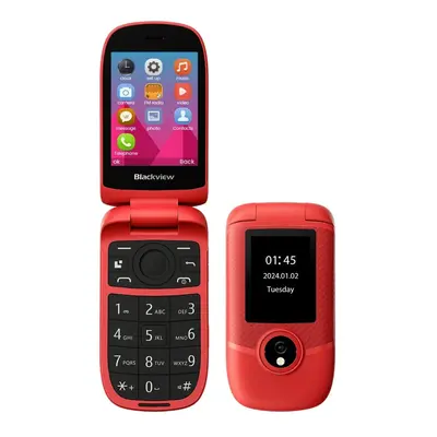 (Red) Blackview N2000 Flip Mobile Phone 48MB+128MB