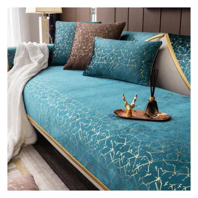 (peacock blue, 90*210) Simple Sofa Cushion Four Seasons Universal Cushion Non-slip Sofa Cover Co