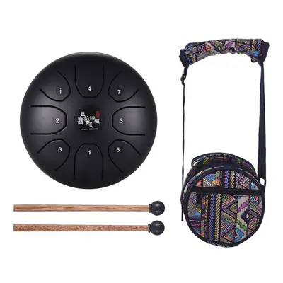 (black) 5.5 Inch Mini 8-tone Steel Tongue Drum C Key Percussion Instrument Hand Pan Drum With Dr