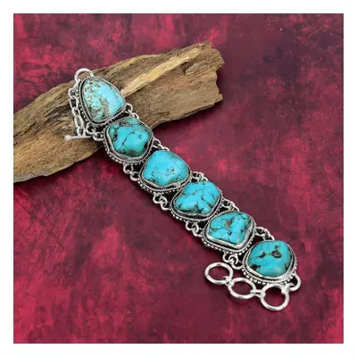 (blue, Inches With Adjustable) Turquoise Tumble Gemstone Solid Sterling Silver Jewelry, Handmade