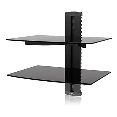 suptek Floating Shelf Wall bracket with Strengthened Tempered Glass for DVD Players/Cable Boxes/