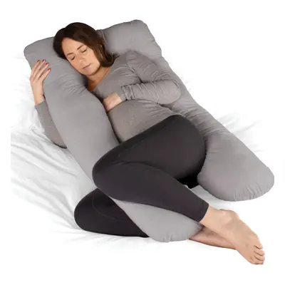 (Grey) Maternity Pregnancy Pillow & Nursing Cushion Dreamcatcher, U Shape Full Body Support