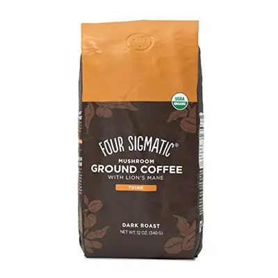 Four Sigmatic Mushroom Ground Coffee, Organic and Fair Trade Coffee with Lions Mane, Chaga, & Mu