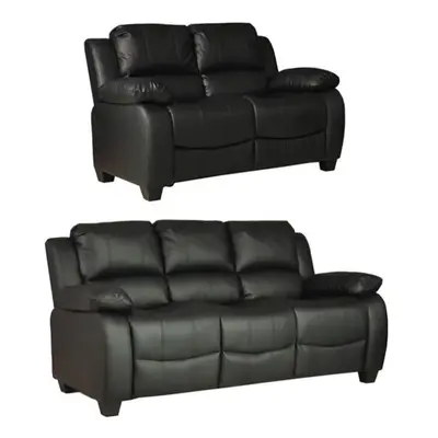 Valerie Black Leather 3+2 Seater Sofa Set