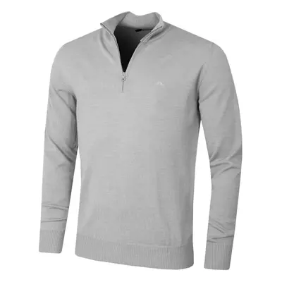 (M, Grey Melange) J.Lindeberg Mens Merino Blend Turtleneck 1/2 Zip Golf Sweater