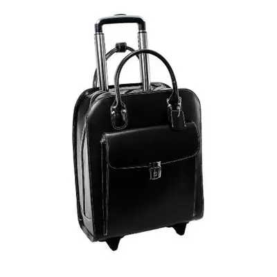 15.6 in. Uptown Leather Vertical Wheeled Ladies Briefcase, Black - 13.5 x x in.