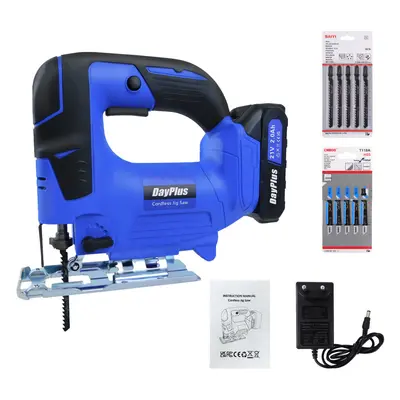 Cordless Jigsaw for Home 21V 2.0Ah Battery Power Saw 2600SPM with Blades