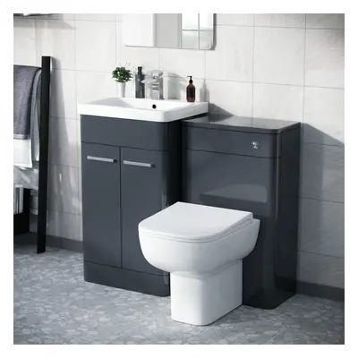 500mm Vanity Basin Unit, WC Unit & Debra Back to Wall Toilet Anthracite