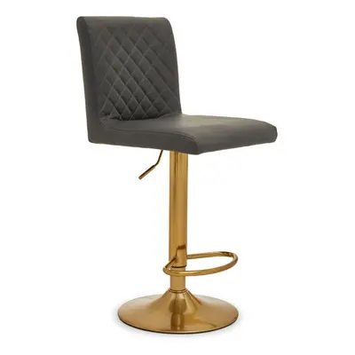 Premier Housewares Baina Dark Grey And Gold Bar Stool With Round Base