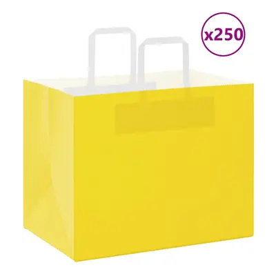 (yellow, x x cm/ pcs) vidaXL Paper Bags pcs with Handles White 21x11x28 cm Paper Grocery Bag